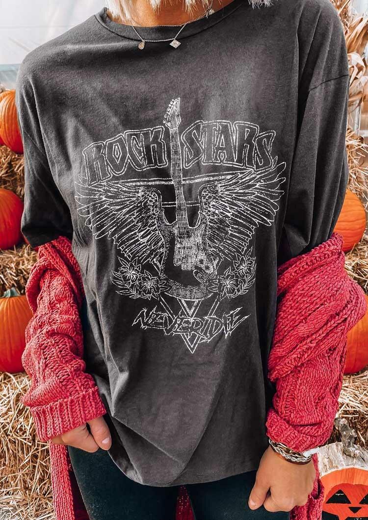 

Rock Stars Never Die Guitar T-Shirt Tee - Dark Grey, 487735