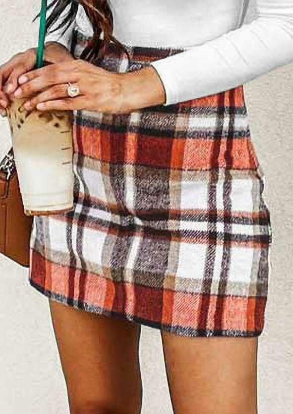 

Plaid Mid Waist Casual Mini Skirt, 487815