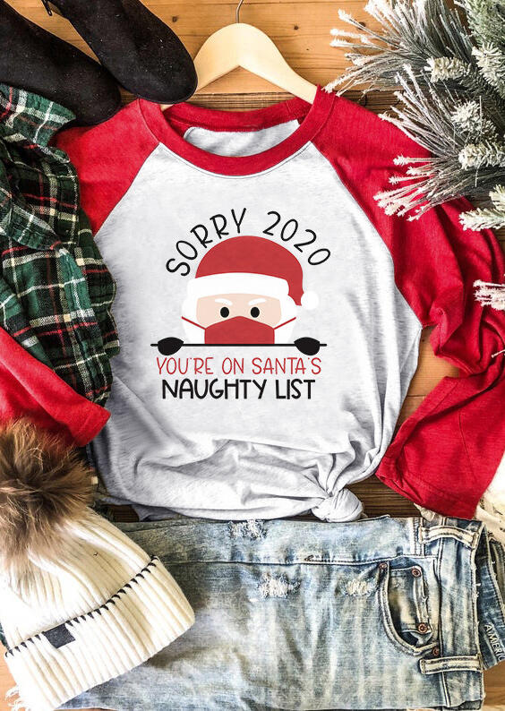 

Christmas Sorry 2020 You're On Santa' Naughty List T-Shirt Tee - Gray, 487134