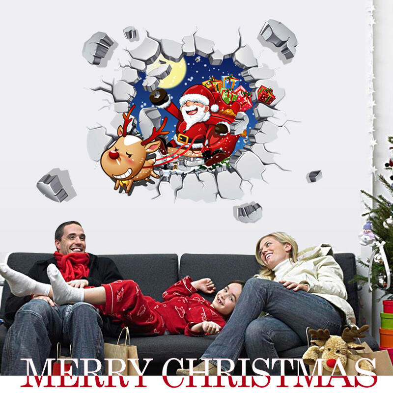 

Removable Christams Santa Claus 3D Wall Art Decal Sticker, Multicolor, 487957