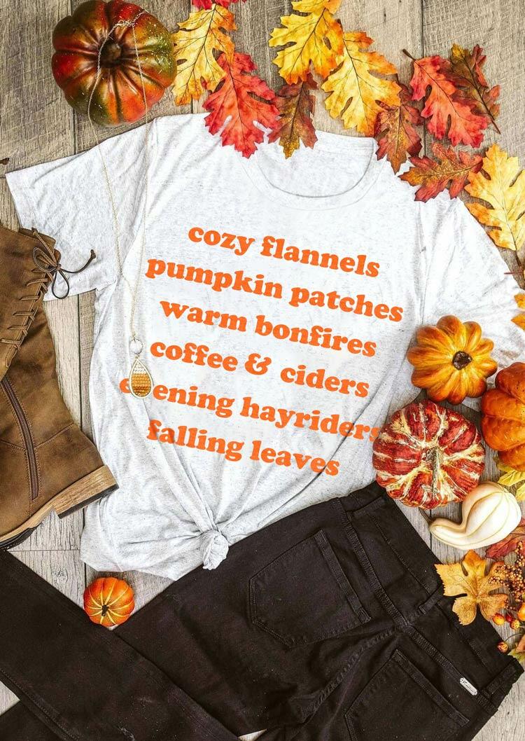 

Fall Pumpkin Letter O-Neck T-Shirt Tee - Light Grey, 484350