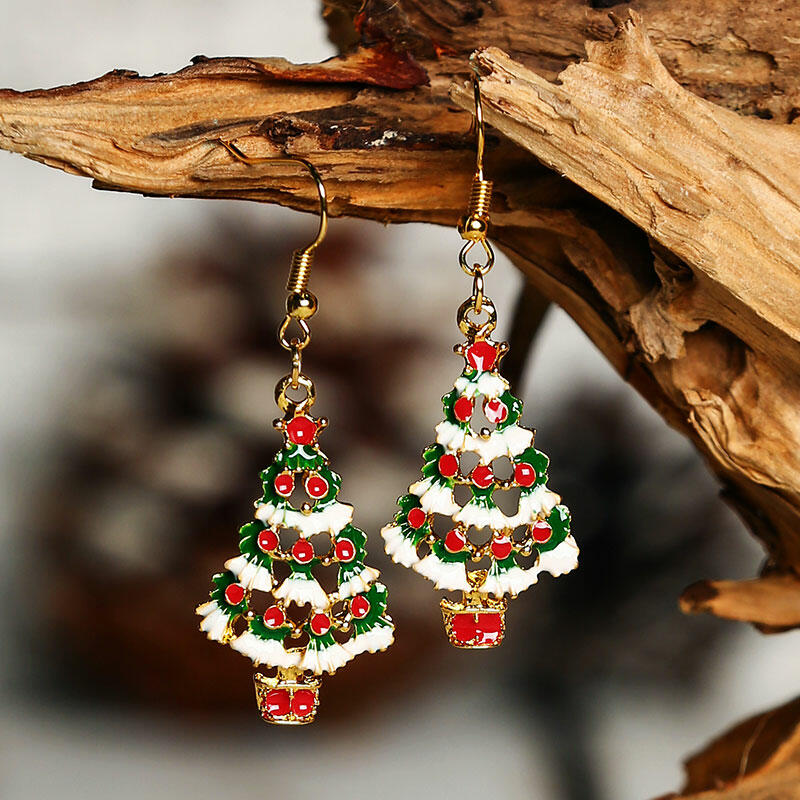

Christmas Tree Reindeer Hollow Out Alloy Earrings, Pattern2, 487942