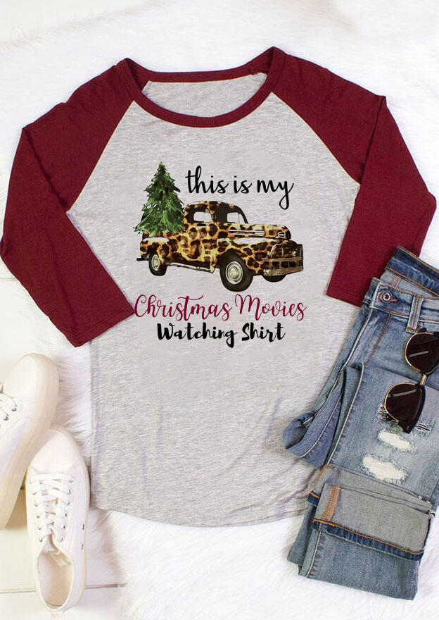 

This Is My Christmas Movies Watching Leopard Truck T-Shirt Tee - Red, 488018