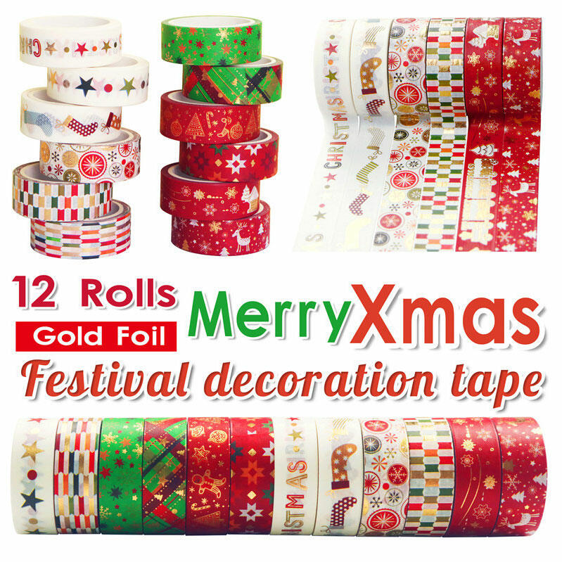 

12Pcs Merry Christmas Festival Decoration Washi Tape, Multicolor, 488038