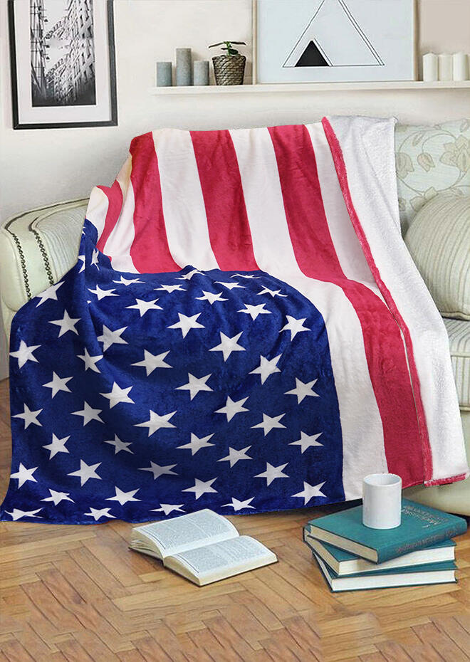 

American Flag Star Striped Warm Flannel Blanket, Multicolor, 488058