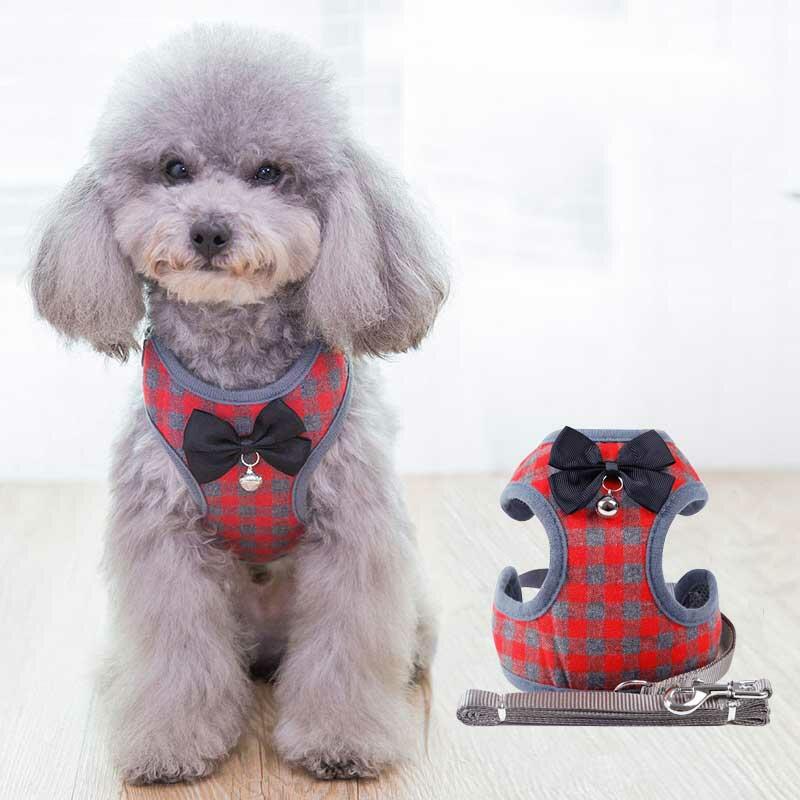 

Pet Cat Dog Plaid Bow Tie Harness Vest, 488110