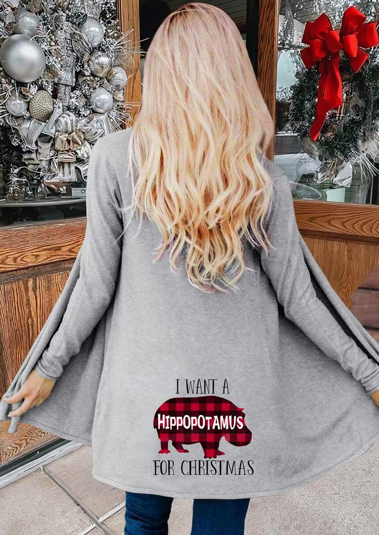 

I Want A Plaid Hippopotamus For Christmas Cardigan - Gray, 488140
