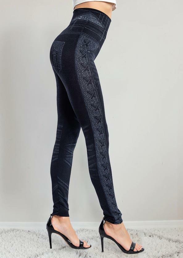 

Warm Hip-Lift High Waist Skinny Leggings, Black, 488168