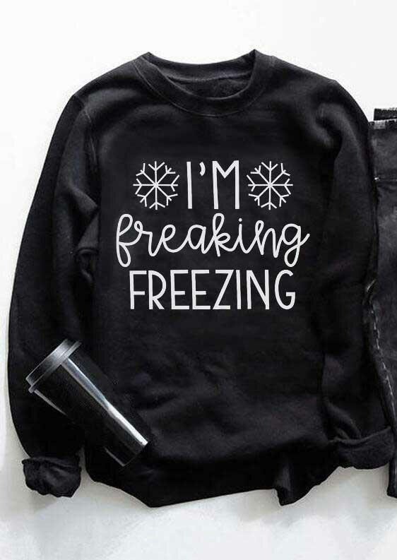 

Snowflake I'm Freaking Freezing Pullover Sweatshirt - Black, 488231