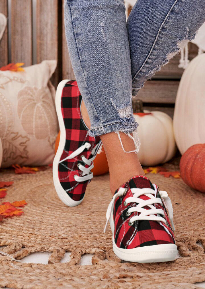 red buffalo plaid sneakers