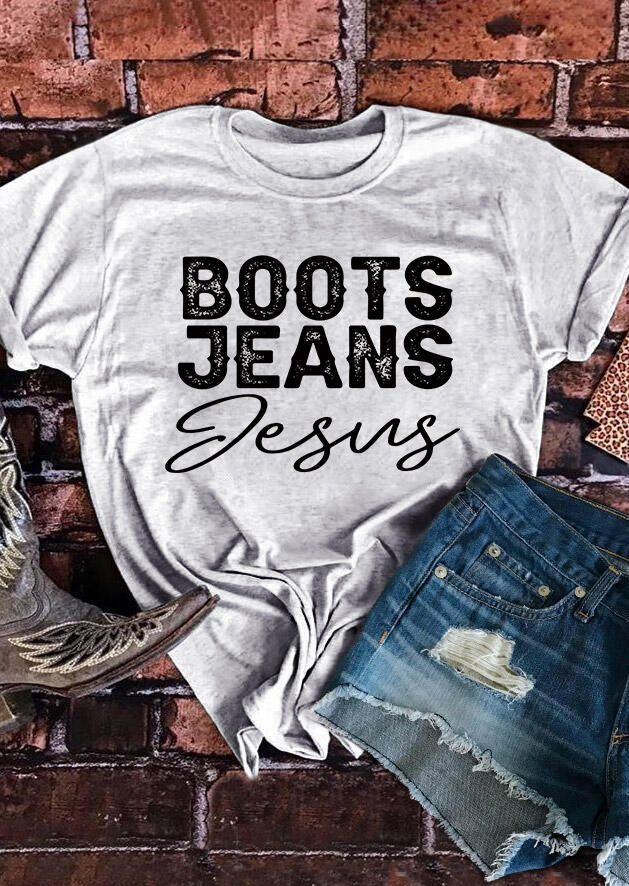 

Boots Jeans Jesus T-Shirt Tee - Light Grey, 488375