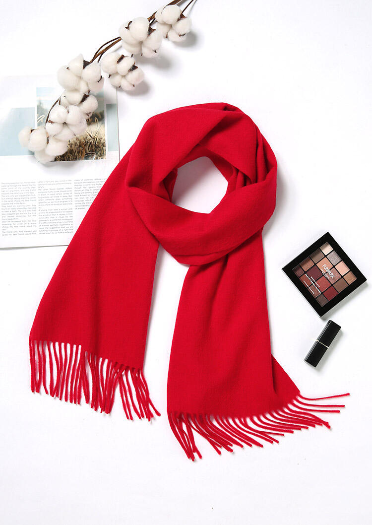 

Feelily Classic Red Tassel Pashmina Scarf For Women, B101829