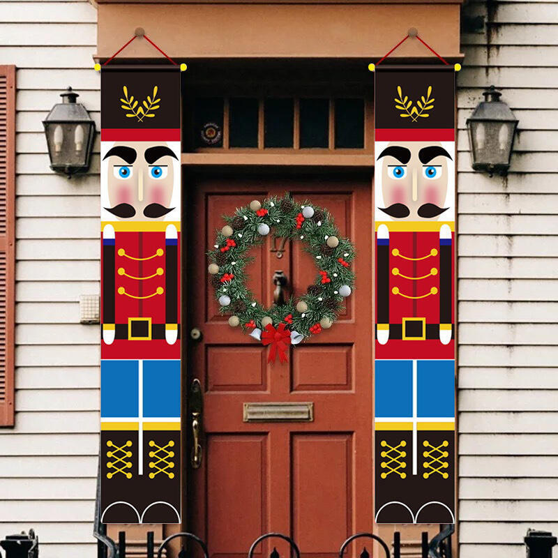 

2Pcs Christmas Decoration Nutcracker Soldier Door Hanging Banners, Multicolor, 486453