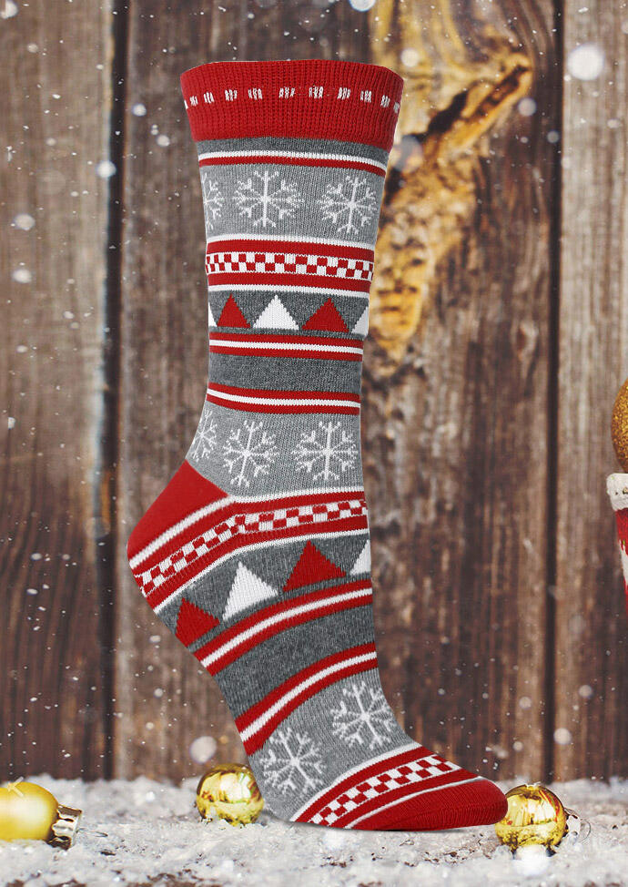 

Christmas Snowflake Triangle Knitted Socks, Multicolor, 488479