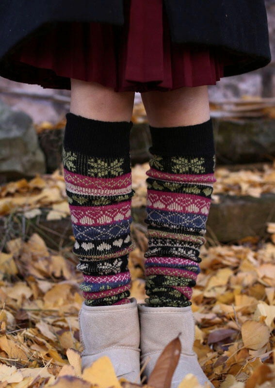 

Snowflake Thigh-High Socks, Black, 488588