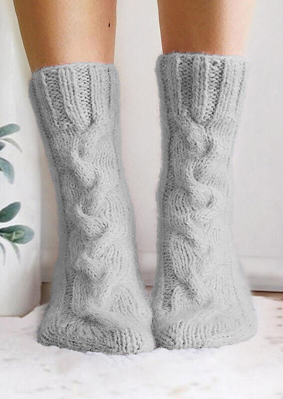 

Winter Warm Casual Knitted Socks, Gray, 487822