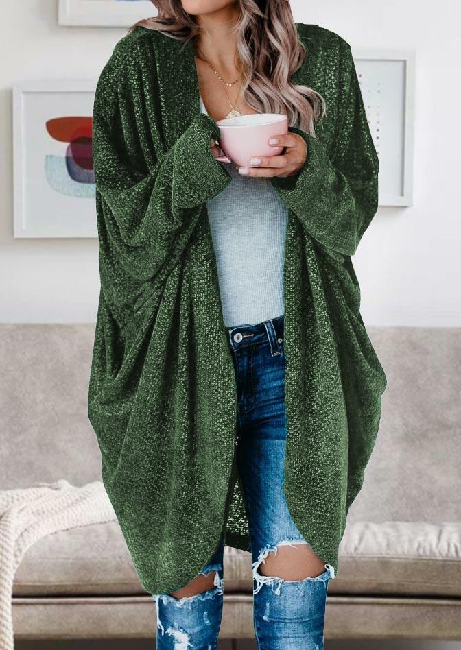 

Asymmetric Batwing Sleeve Casual Cardigan - Green, 488560