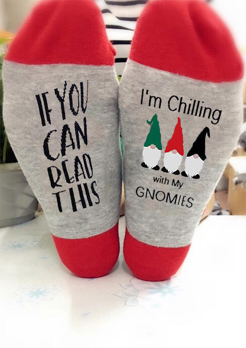 

If You Can Read This I'm Chilling With My Gnomies Socks - Red, 488672