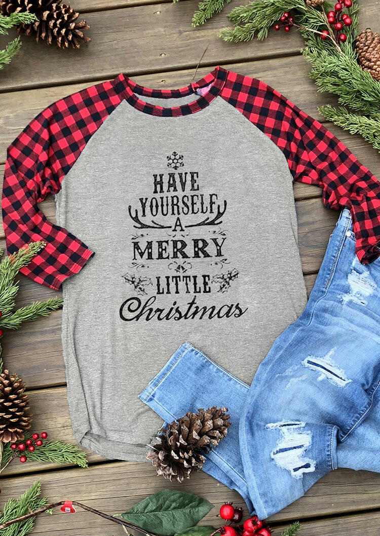 

Have Yourself A Merry Little Christmas Plaid T-Shirt Tee, 488888