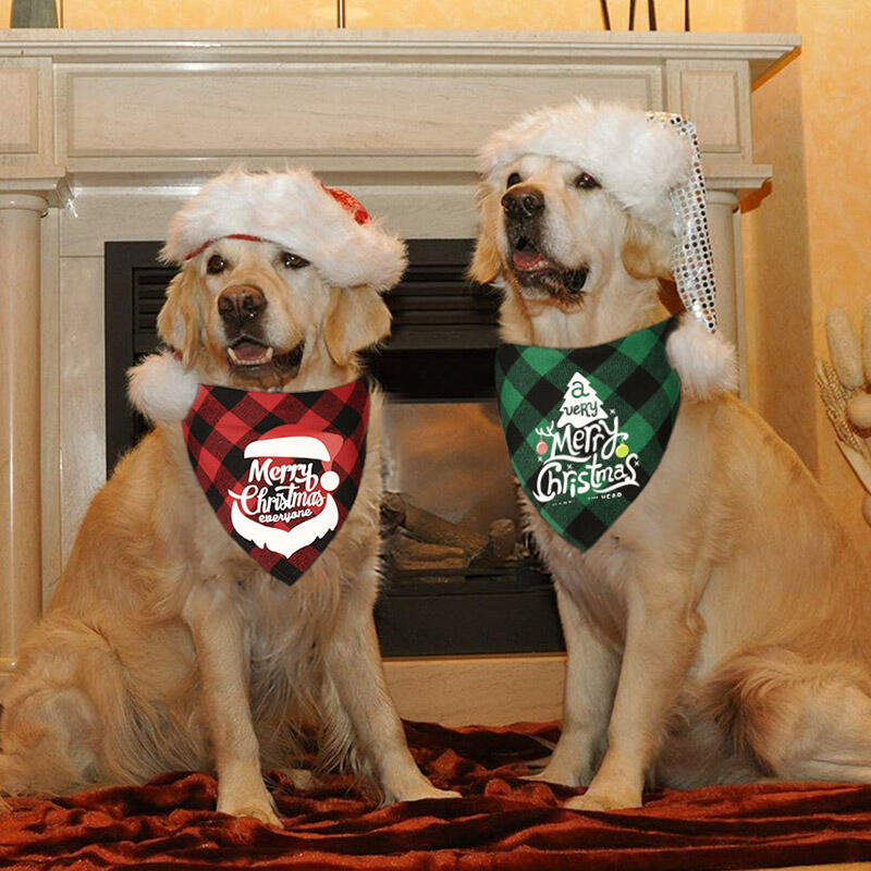 

Merry Christmas Plaid Adjustable Pet Triangle Scarf, Red, 489002