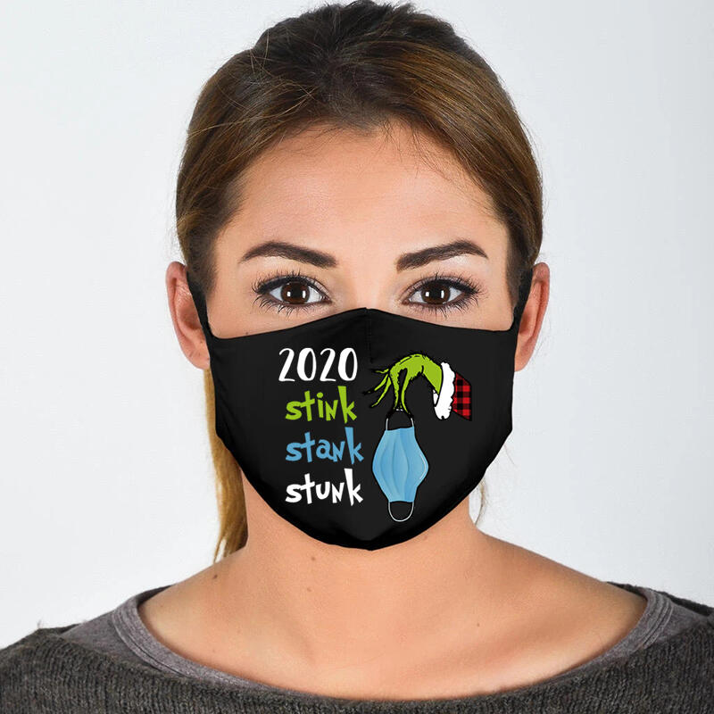 

2020 Stink Stank Stunk Grinch Hand Reusable Face Mask - Black, 489229