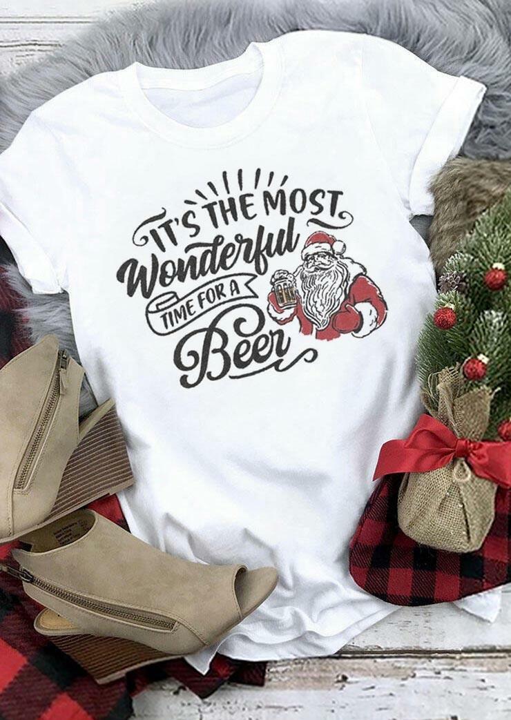 

Christmas Wonderful Time For A Beer T-Shirt Tee - White, 489166