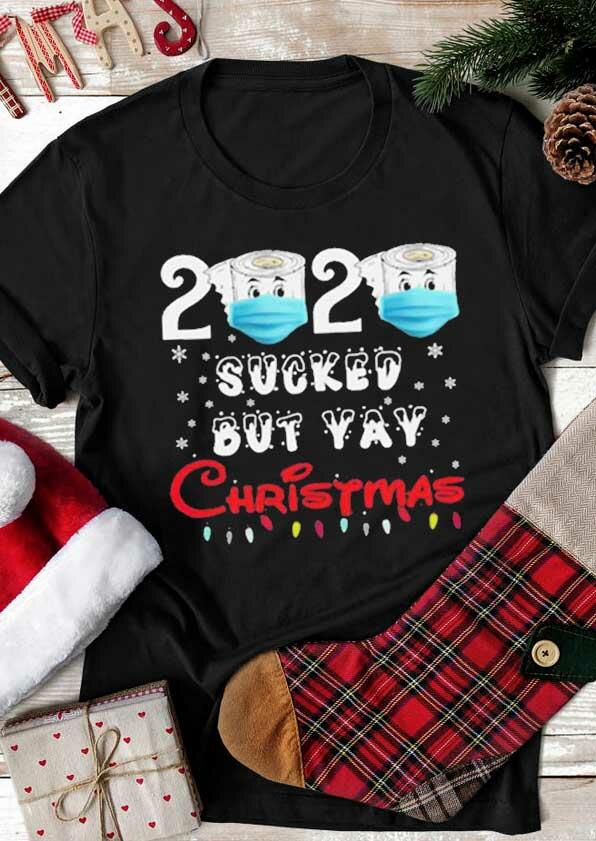 

2020 Sucked But Yay Christmas T-Shirt Tee - Black, 489217