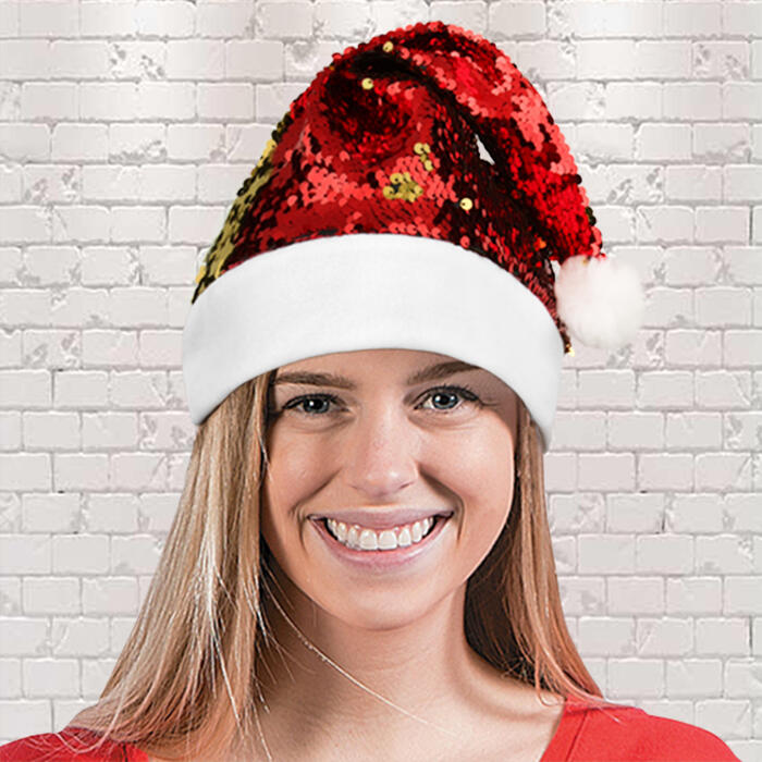

Magical Double-Sided Sequined Hairball Christmas Hat, Royal blue, 489360