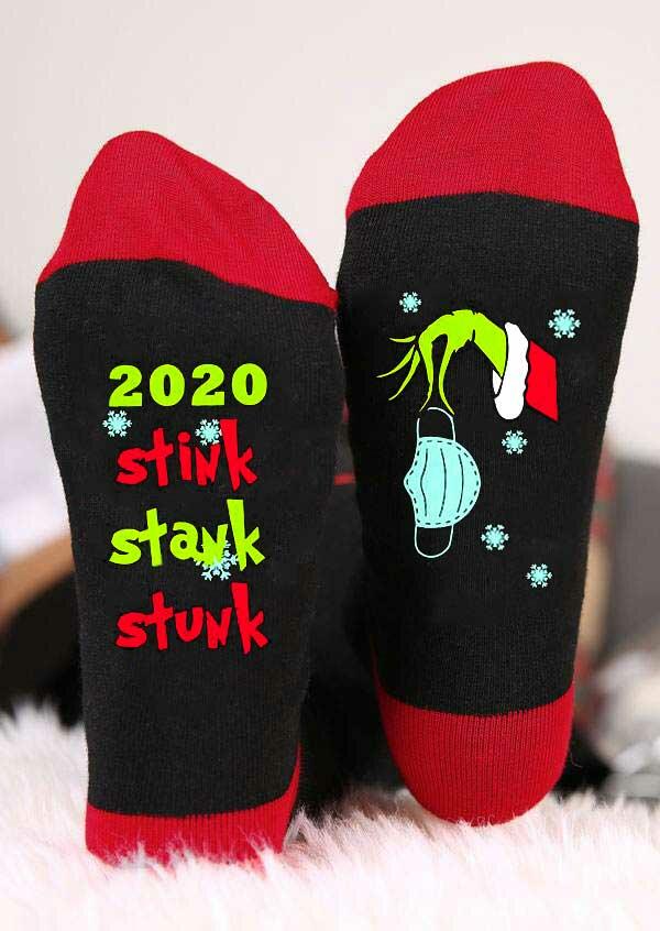

Snowflake 2020 Stink Stank Stunk Grinch Hand Socks - Red, 489424