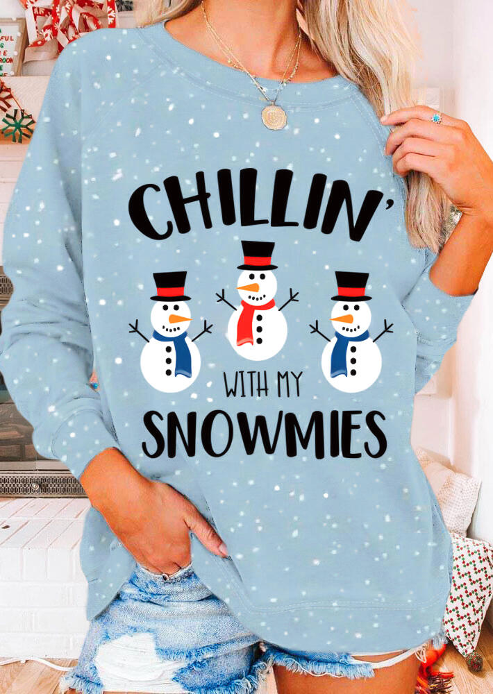 

Chillin' with My Snowmies Pullover Sweatshirt - Light Blue, 489296