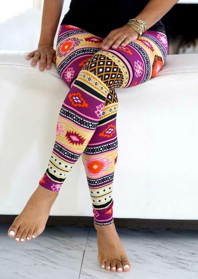 

Geometric Stretchy Elastic Waist Skinny Leggings, Multicolor, 489440
