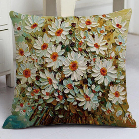 

Daisy Oil Painting Linen Pillowcase without Pillow, Pattern1, 482764