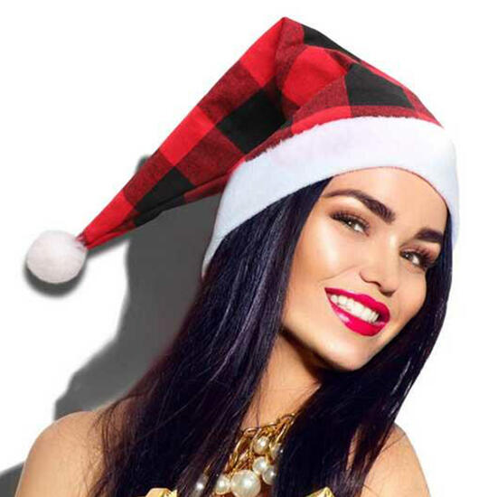 

Christmas Buffalo Plaid Classic New Year Hat - Red, 486230