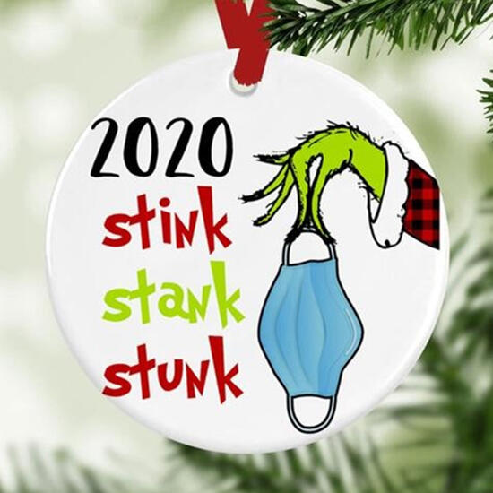 

2020 Stink Stank Stunk Grinch Hand Christmas Ornament, Multicolor, 489029