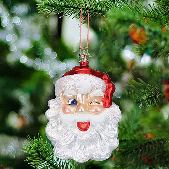 

Winking Santa Christmas Hanging Ornament, White, 489047