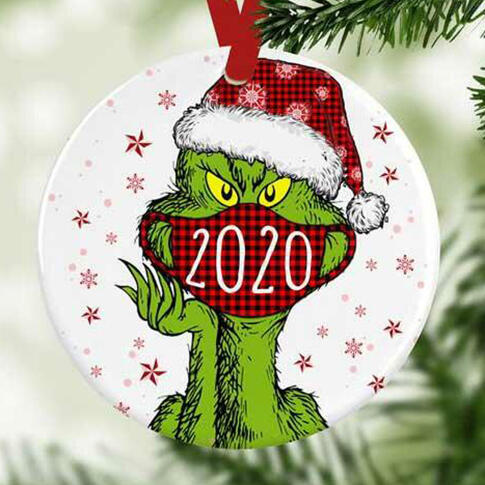 

Christmas Double-Sided 2020 Grinch Plaid Tree Hanging Ornament, Pattern2, 489313