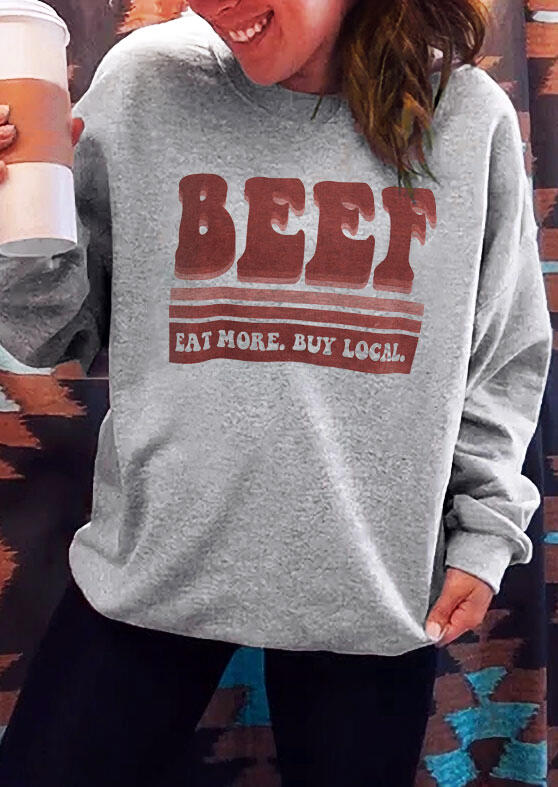 

Beef Eat More Buy Local Pullover Sweatshirt - Gray, 489556