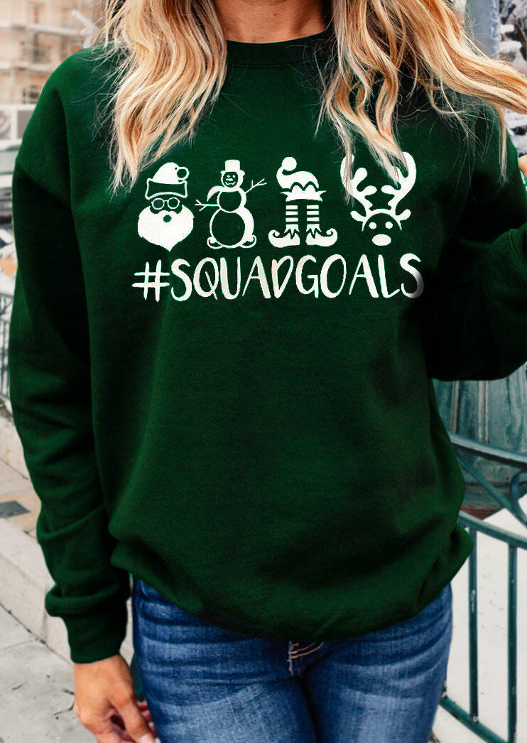 

Christmas Santa Reindeer Squadgoals Pullover Sweatshirt - Dark Green, 489584