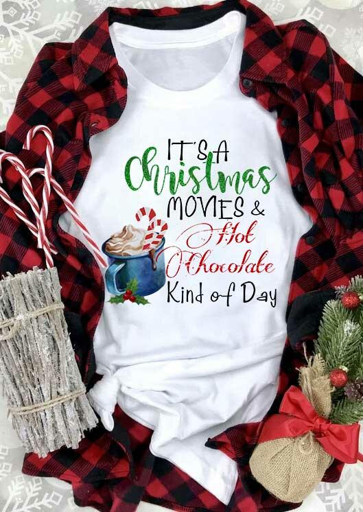 

Christmas Movies & Hot Chocolate T-Shirt Tee - White, 489613