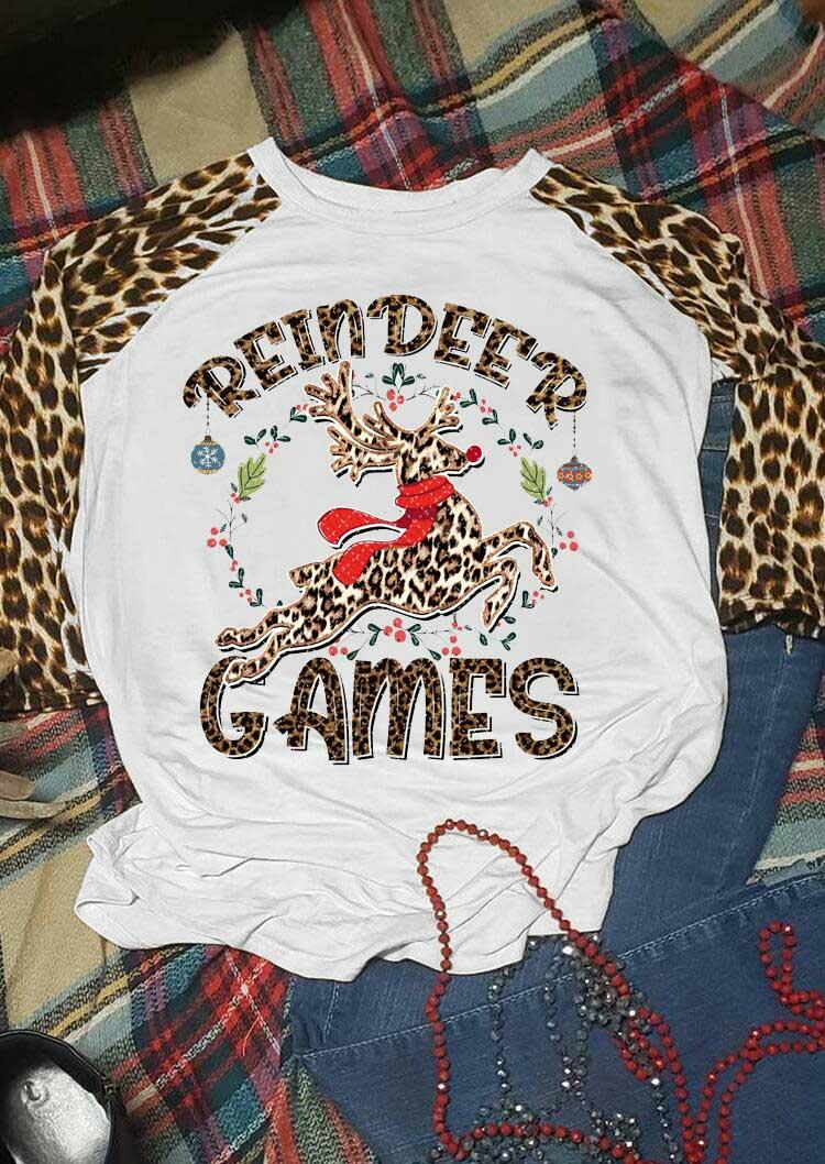 

Leopard Reindeer Games O-Neck T-Shirt Tee, 489641
