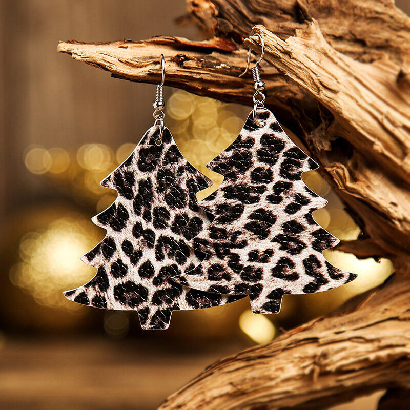 

Christmas Tree Leopard Dual-Sided Earrings, 489708