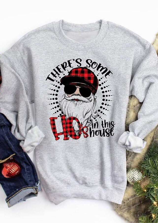 

Buffalo Plaid There' Some Ho' In This House Sweatshirt - Gray, 489805