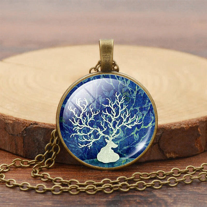 

Christmas Reindeer Round Crystal Pendant Necklace, Gold, 489812