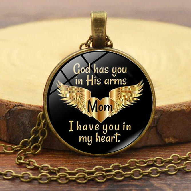 

God Has You In His Arms Wing Love Heart Mom Pendant Necklace, Silver, 489790