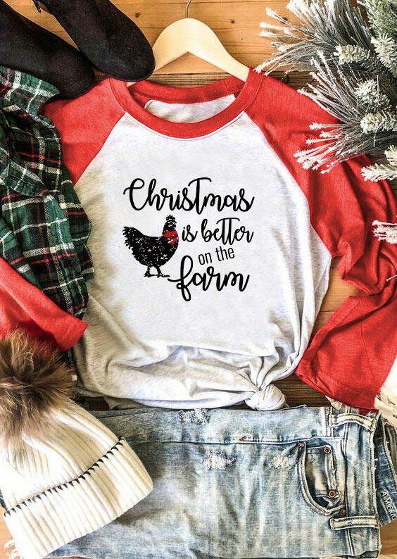 

Christmas Is Better On the Farm Chicken T-Shirt Tee - Red, 489885