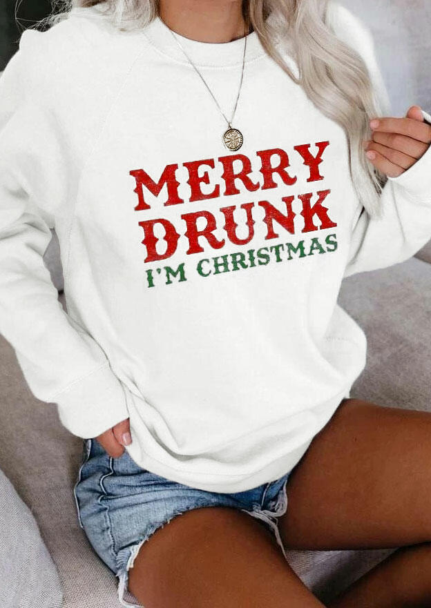 

Merry Drunk I' Christmas Pullover Sweatshirt - White, 489895