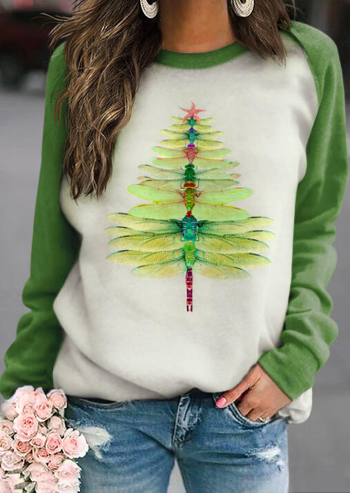 

Dragonfly Tree Raglan Sleeve Blouse - Green, 489964