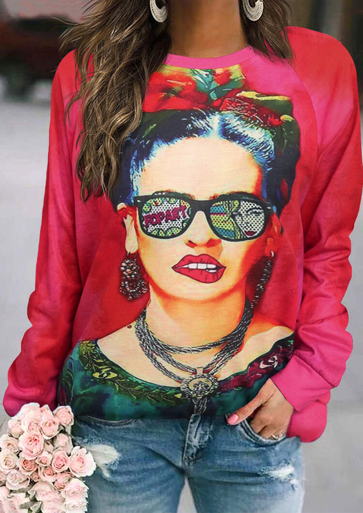

Cool Lady Portrait Long Sleeve Blouse - Red, 489705