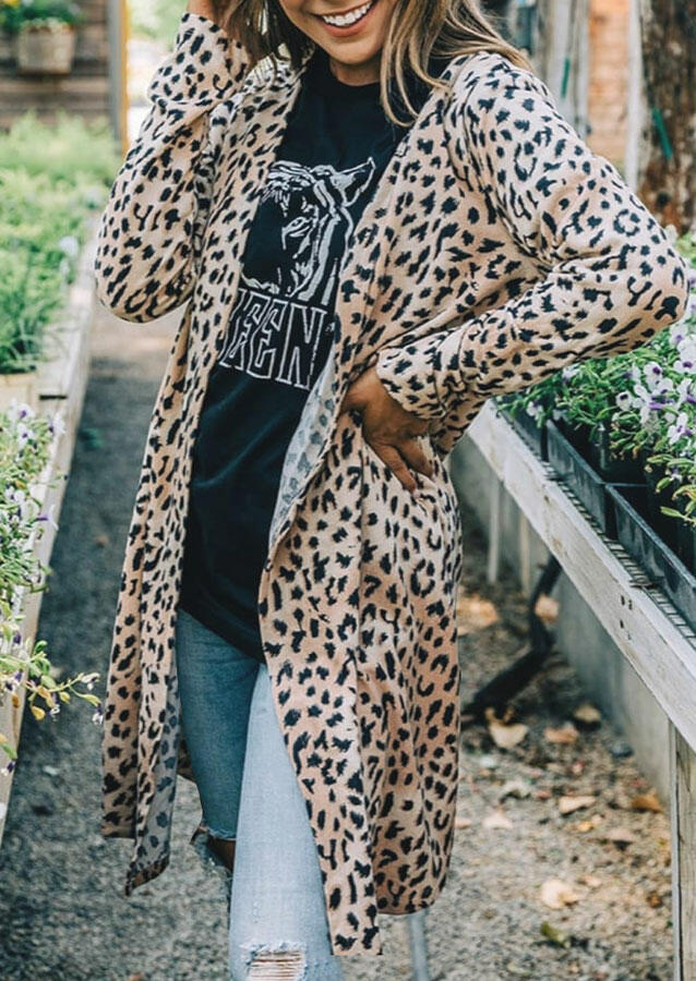 

Leopard Long Sleeve Open Front Cardigan, 484958