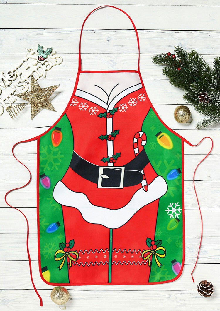 

Creative Christmas Santa Claus Snowflake Kitchen Apron, Red, 490021